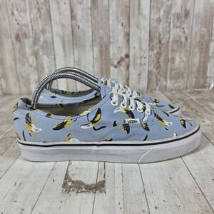 Vans Authentic Banana Print Sneakers Light Blue Womens 10 Mens 8.5 Low Top Shoes